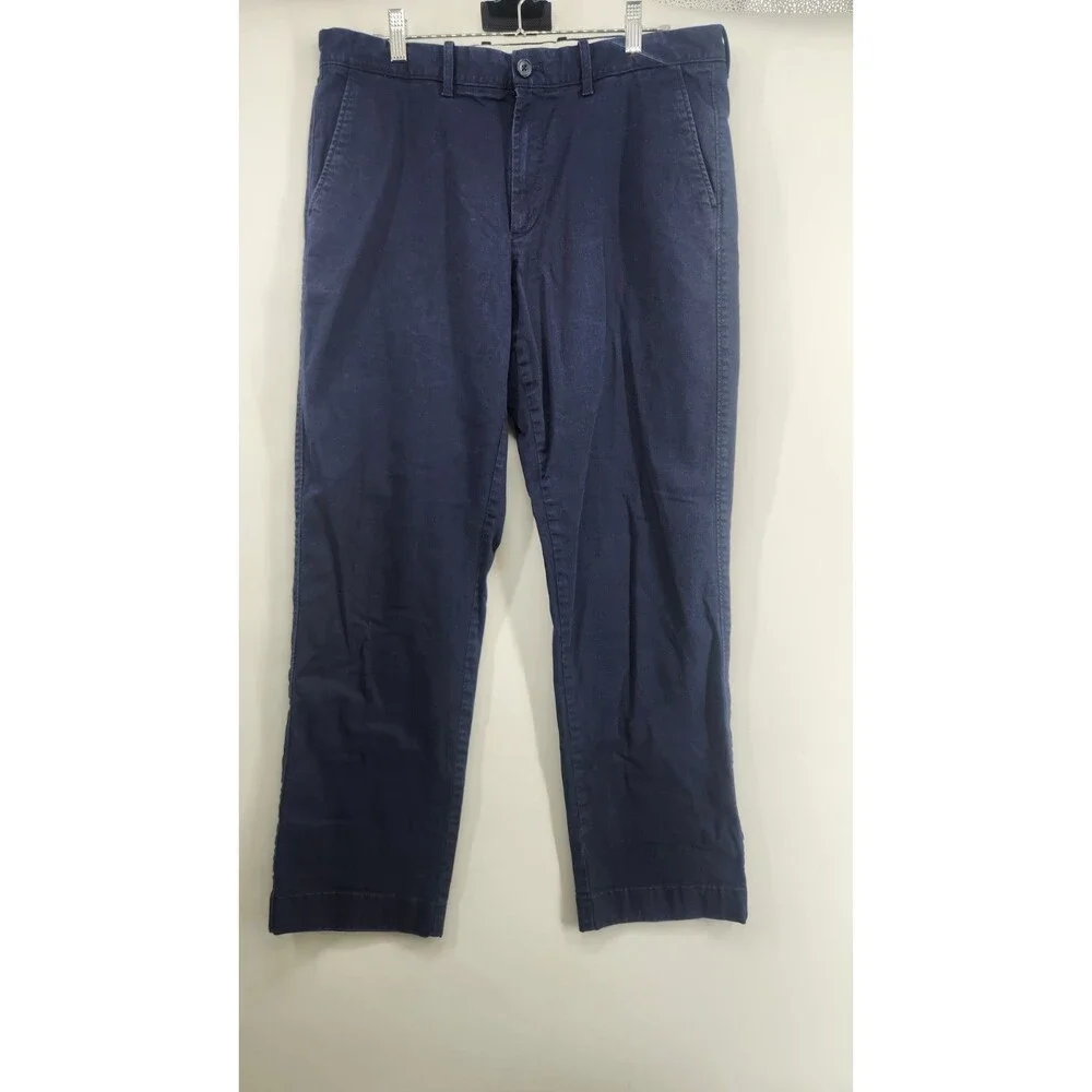 J.CREW Mens 34X30 Navy‎ Blue Flex Straight Chino Cotton Pants